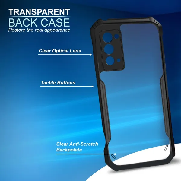 Bumper_Black_Shockproof_Bumper_Crystal__Back_Case_Cover_Compatible_With_Oppo_Reno5_Pro_5G_/_Reno_5_Pro__Minimalist_Pc+Tpu_360_Protection_Tough_Rugged_Design