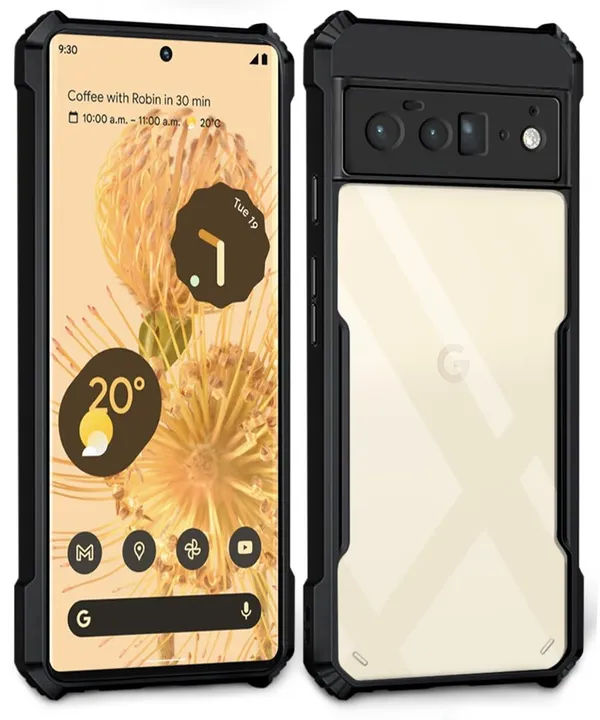 Bumper_Black_Shockproof_Bumper_Crystal__Back_Case_Cover_Compatible_With_Google_Pixel_6_Pro__Minimalist_Pc+Tpu_360_Protection_Tough_Rugged_Design