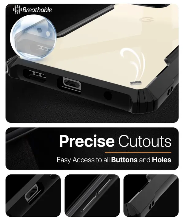 Bumper_Black_Shockproof_Bumper_Crystal__Back_Case_Cover_Compatible_With_Google_Pixel_6_Pro__Minimalist_Pc+Tpu_360_Protection_Tough_Rugged_Design
