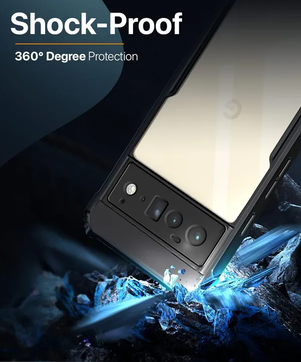 Bumper_Black_Shockproof_Bumper_Crystal__Back_Case_Cover_Compatible_With_Google_Pixel_6_Pro__Minimalist_Pc+Tpu_360_Protection_Tough_Rugged_Design