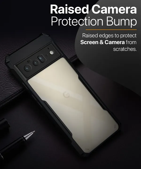 Bumper_Black_Shockproof_Bumper_Crystal__Back_Case_Cover_Compatible_With_Google_Pixel_6_Pro__Minimalist_Pc+Tpu_360_Protection_Tough_Rugged_Design