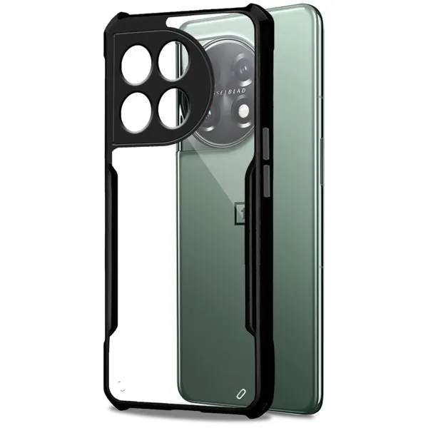 Black_Shockproof_Bumper_Crystal__Back_Case_Cover_Compatible_With_Oneplus_11_1+_11__Minimalist_Pc+Tpu_360_Protection_Tough_Rugged_Design