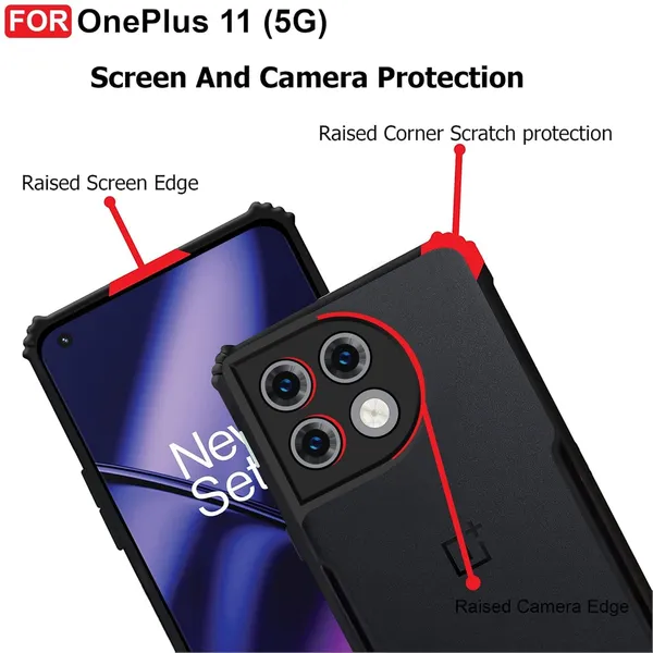 Black_Shockproof_Bumper_Crystal__Back_Case_Cover_Compatible_With_Oneplus_11_1+_11__Minimalist_Pc+Tpu_360_Protection_Tough_Rugged_Design