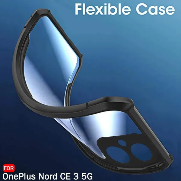 Bumper_Black_Shockproof_Bumper_Crystal__Back_Case_Cover_Compatible_With_Oneplus_Nord_Ce3_/_1+Nord_Ce_3_5G__Minimalist_Pc+Tpu_360_Protection_Tough_Rugged_Design