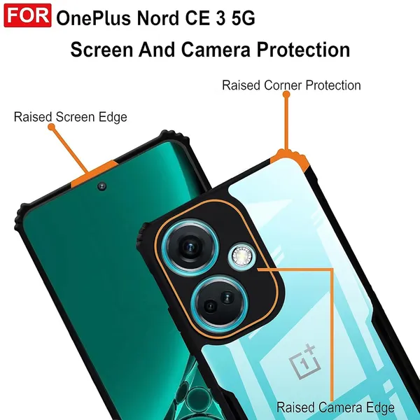 Bumper_Black_Shockproof_Bumper_Crystal__Back_Case_Cover_Compatible_With_Oneplus_Nord_Ce3_/_1+Nord_Ce_3_5G__Minimalist_Pc+Tpu_360_Protection_Tough_Rugged_Design