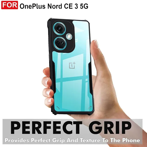 Bumper_Black_Shockproof_Bumper_Crystal__Back_Case_Cover_Compatible_With_Oneplus_Nord_Ce3_/_1+Nord_Ce_3_5G__Minimalist_Pc+Tpu_360_Protection_Tough_Rugged_Design