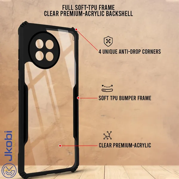 Bumper_Black_Shockproof_Bumper_Crystal__Back_Case_Cover_Compatible_With_Vivo_X90_5G__Minimalist_Pc+Tpu_360_Protection_Tough_Rugged_Design