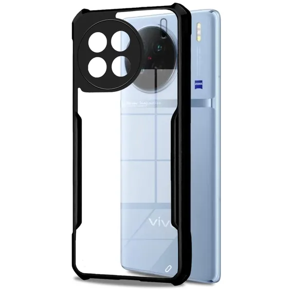 Bumper_Black_Shockproof_Bumper_Crystal__Back_Case_Cover_Compatible_With_Vivo_X90_5G__Minimalist_Pc+Tpu_360_Protection_Tough_Rugged_Design