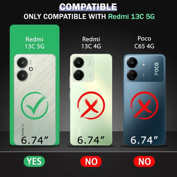 Bumper_Black_Shockproof_Bumper_Crystal__Back_Case_Cover_Compatible_With_Xiaomi_Redmi_13C_5G_/_Redmi_13R_/_Poco_M6_5G__Minimalist_Pc+Tpu_360_Protection_Tough_Rugged_Design