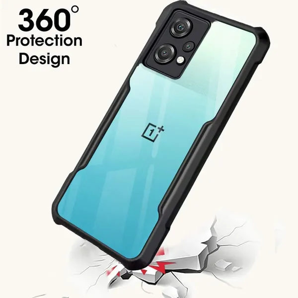 Bumper_Black_Shockproof_Bumper_Crystal__Back_Case_Cover_Compatible_With_Oneplus_Nord_Ce_2_Lite_5G/_1+Nord_Ce2_Lite/Realme_V25__Minimalist_Pc+Tpu_360_Tough_Rugged_Design