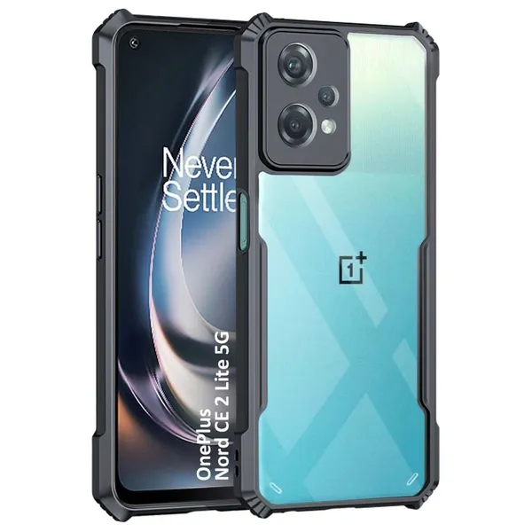 Bumper_Black_Shockproof_Bumper_Crystal__Back_Case_Cover_Compatible_With_Oneplus_Nord_Ce_2_Lite_5G/_1+Nord_Ce2_Lite/Realme_V25__Minimalist_Pc+Tpu_360_Tough_Rugged_Design