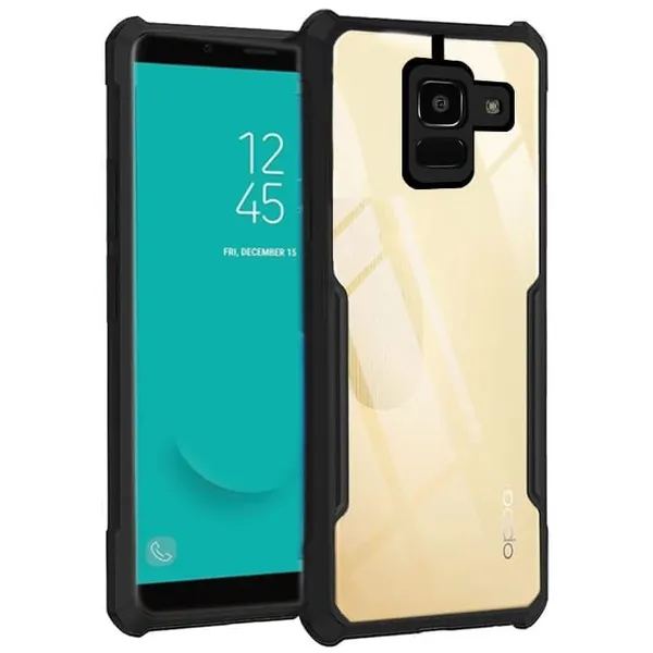 Black_Shockproof_Bumper_Crystal__Back_Case_Cover_Compatible_With_Samsung_Galaxy_J6_2018__Minimalist_Pc+Tpu_360_Protection_Tough_Rugged_Design