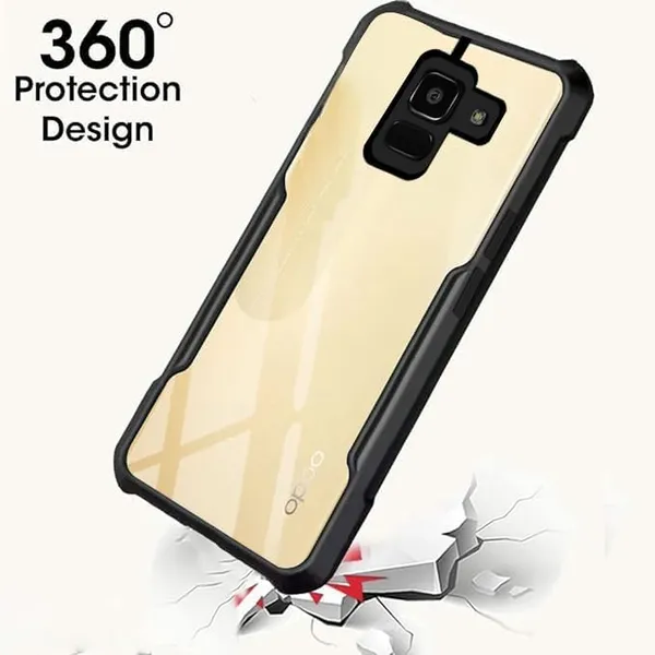 Black_Shockproof_Bumper_Crystal__Back_Case_Cover_Compatible_With_Samsung_Galaxy_J6_2018__Minimalist_Pc+Tpu_360_Protection_Tough_Rugged_Design