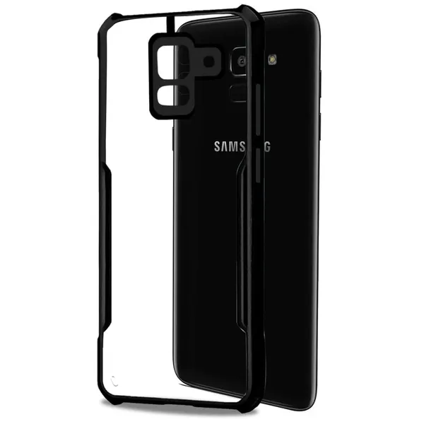 Black_Shockproof_Bumper_Crystal__Back_Case_Cover_Compatible_With_Samsung_Galaxy_J6_2018__Minimalist_Pc+Tpu_360_Protection_Tough_Rugged_Design