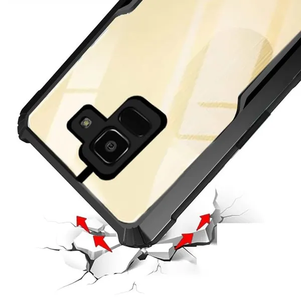 Black_Shockproof_Bumper_Crystal__Back_Case_Cover_Compatible_With_Samsung_Galaxy_J6_2018__Minimalist_Pc+Tpu_360_Protection_Tough_Rugged_Design