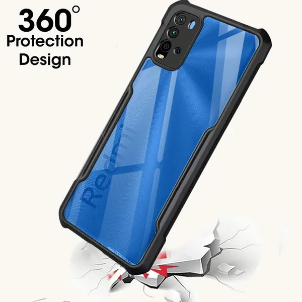 Bumper_Black_Shockproof_Bumper_Crystal__Back_Case_Cover_Compatible_With_Xiaomi_Redmi_9_Power/Redmi_9T_/_Redmi_Note_9_4G__Minimalist_Pc+Tpu_360_Protection_Tough_Rugged_Design