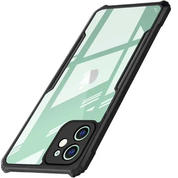 Bumper_Black_Shockproof_Bumper_Crystal__Back_Case_Cover_Compatible_With_Apple_Iphone_11_6.1__Minimalist_Pc+Tpu_360_Protection_Tough_Rugged_Design