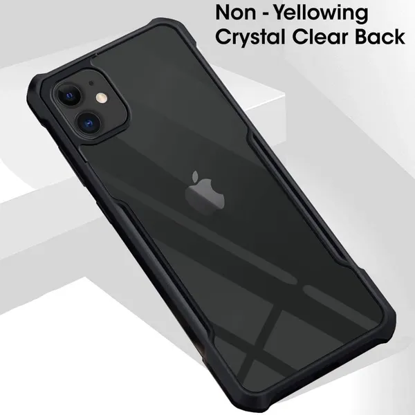Bumper_Black_Shockproof_Bumper_Crystal__Back_Case_Cover_Compatible_With_Apple_Iphone_11_6.1__Minimalist_Pc+Tpu_360_Protection_Tough_Rugged_Design