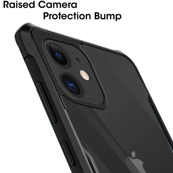 Bumper_Black_Shockproof_Bumper_Crystal__Back_Case_Cover_Compatible_With_Apple_Iphone_11_6.1__Minimalist_Pc+Tpu_360_Protection_Tough_Rugged_Design