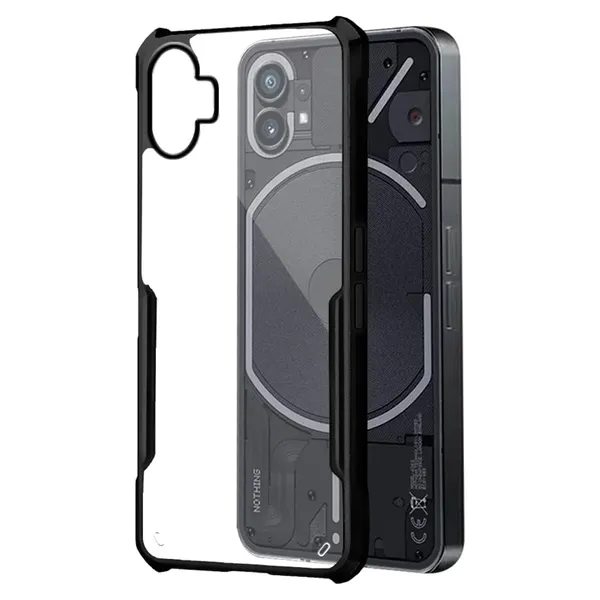 Bumper_Black_Shockproof_Bumper_Crystal__Back_Case_Cover_Compatible_With_Nothing_Phone_1_5G__Minimalist_Pc+Tpu_360_Protection_Tough_Rugged_Design