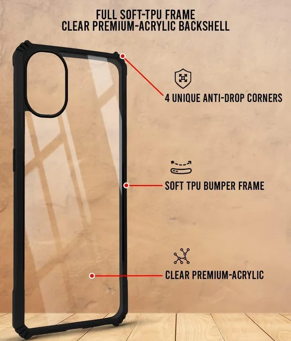 Bumper_Black_Shockproof_Bumper_Crystal__Back_Case_Cover_Compatible_With_Nothing_Phone_1_5G__Minimalist_Pc+Tpu_360_Protection_Tough_Rugged_Design