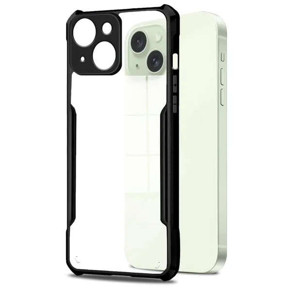 Bumper_Black_Shockproof_Bumper_Crystal__Back_Case_Cover_Compatible_With_Iphone_15__Minimalist_Pc+Tpu_360_Protection_Tough_Rugged_Design