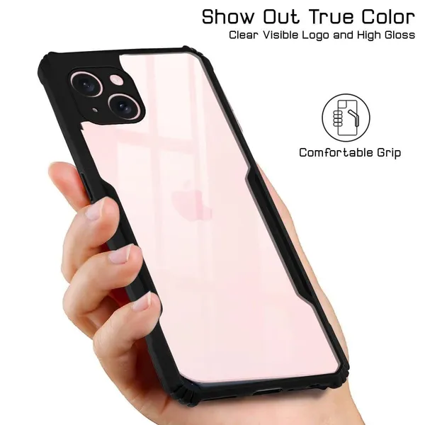 Bumper_Black_Shockproof_Bumper_Crystal__Back_Case_Cover_Compatible_With_Iphone_15__Minimalist_Pc+Tpu_360_Protection_Tough_Rugged_Design
