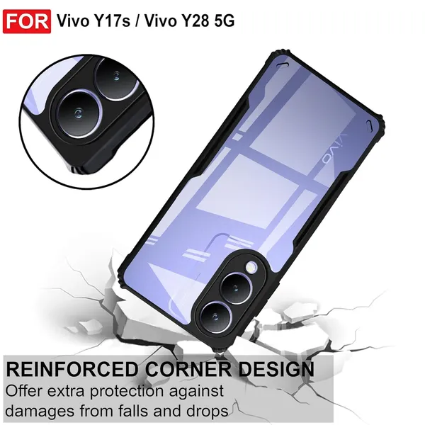 Bumper_Black_Shockproof_Bumper_Crystal__Back_Case_Cover_Compatible_With_Vivo_Y17S_4G_/_Vivo_Y36I_5G_/_Vivo_Y28_5G__Minimalist_Pc+Tpu_360_Protection_Tough_Rugged_Design
