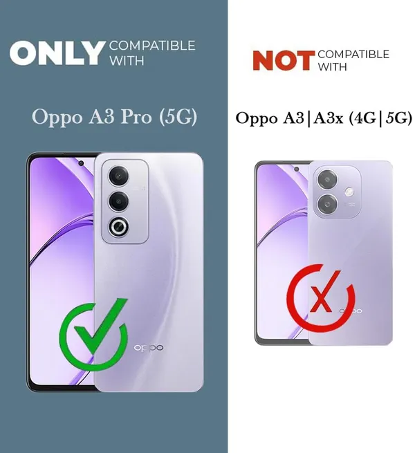 Bumper_Black_Shockproof_Bumper_Crystal__Back_Case_Cover_Compatible_With_Oppo_A3_Pro_5G_/_A80_5G_/_K12X_5G__Minimalist_Pc+Tpu_360_Protection_Tough_Rugged_Design