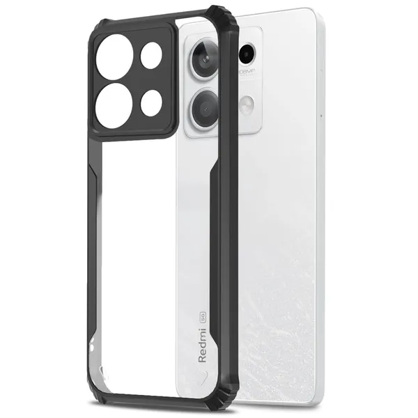 Bumper_Black_Shockproof_Bumper_Crystal__Back_Case_Cover_Compatible_With_Xiaomi_Redmi_Note_13_5G__Minimalist_Pc+Tpu_360_Protection_Tough_Rugged_Design