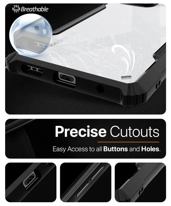 Bumper_Black_Shockproof_Bumper_Crystal__Back_Case_Cover_Compatible_With_Xiaomi_Redmi_Note_13_5G__Minimalist_Pc+Tpu_360_Protection_Tough_Rugged_Design