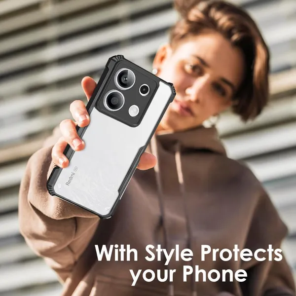 Bumper_Black_Shockproof_Bumper_Crystal__Back_Case_Cover_Compatible_With_Xiaomi_Redmi_Note_13_5G__Minimalist_Pc+Tpu_360_Protection_Tough_Rugged_Design