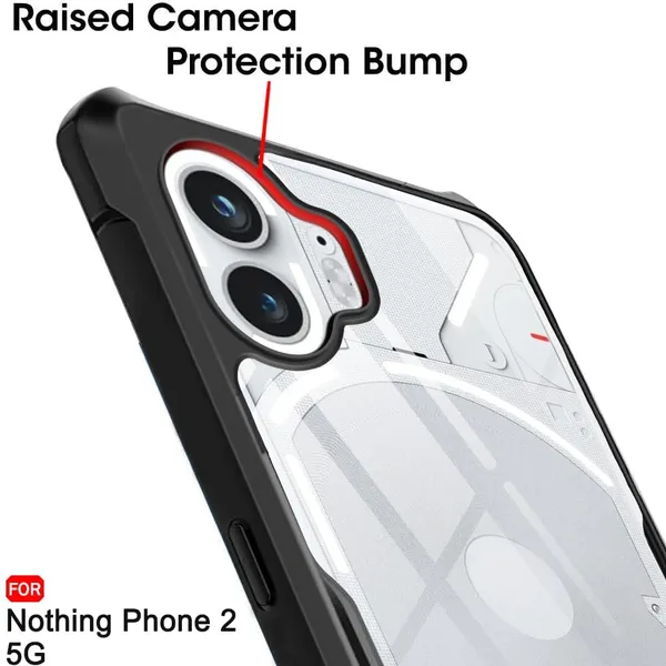 Bumper_Black_Shockproof_Bumper_Crystal__Back_Case_Cover_Compatible_With_Nothing_Phone_2__Minimalist_Pc+Tpu_360_Protection_Tough_Rugged_Design