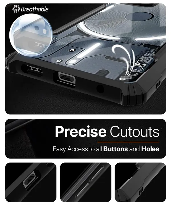 Bumper_Black_Shockproof_Bumper_Crystal__Back_Case_Cover_Compatible_With_Nothing_Phone_2__Minimalist_Pc+Tpu_360_Protection_Tough_Rugged_Design