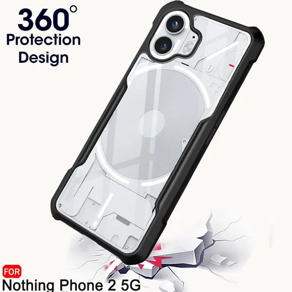 Bumper_Black_Shockproof_Bumper_Crystal__Back_Case_Cover_Compatible_With_Nothing_Phone_2__Minimalist_Pc+Tpu_360_Protection_Tough_Rugged_Design