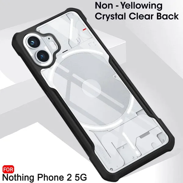 Bumper_Black_Shockproof_Bumper_Crystal__Back_Case_Cover_Compatible_With_Nothing_Phone_2__Minimalist_Pc+Tpu_360_Protection_Tough_Rugged_Design