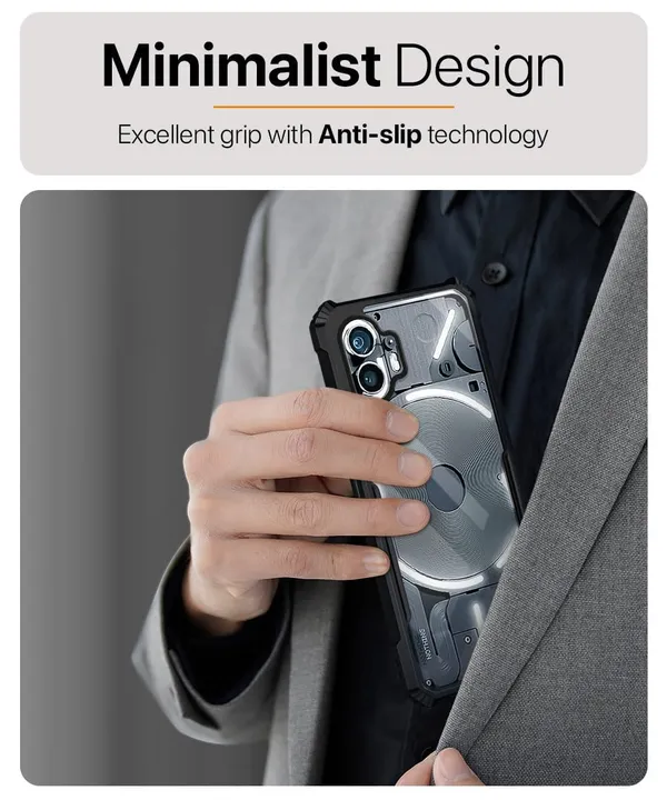 Bumper_Black_Shockproof_Bumper_Crystal__Back_Case_Cover_Compatible_With_Nothing_Phone_2__Minimalist_Pc+Tpu_360_Protection_Tough_Rugged_Design