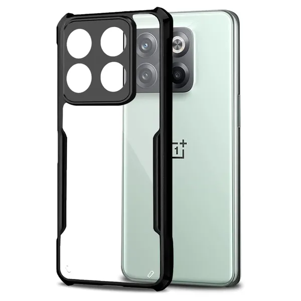 Bumper_Black_Shockproof_Bumper_Crystal__Back_Case_Cover_Compatible_With_Oneplus_10T_5G_/_1+_Ace_Pro_5G__Minimalist_Pc+Tpu_360_Protection_Tough_Rugged_Design