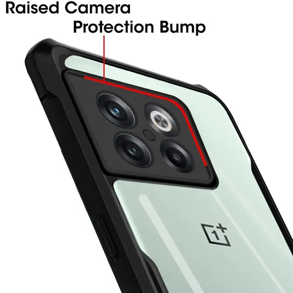 Bumper_Black_Shockproof_Bumper_Crystal__Back_Case_Cover_Compatible_With_Oneplus_10T_5G_/_1+_Ace_Pro_5G__Minimalist_Pc+Tpu_360_Protection_Tough_Rugged_Design