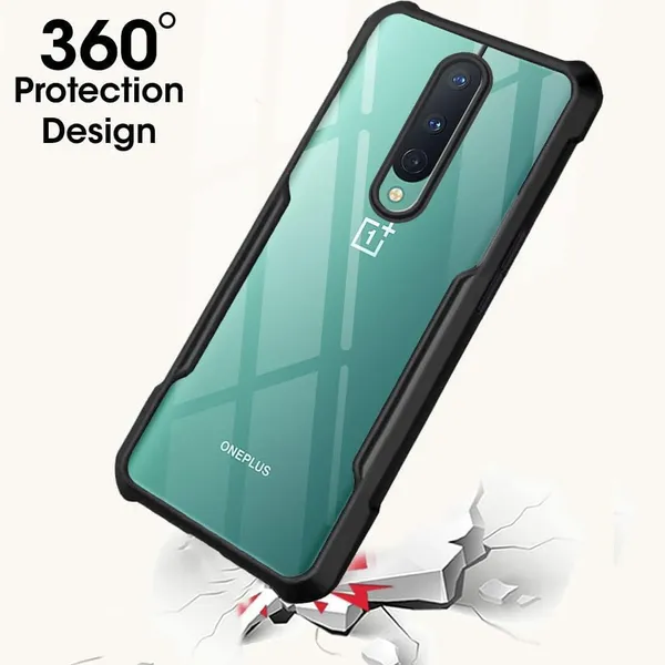 Bumper_Black_Shockproof_Bumper_Crystal__Back_Case_Cover_Compatible_With_Oneplus_8/1+8__Minimalist_Pc+Tpu_360_Protection_Tough_Rugged_Design