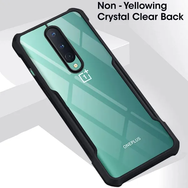 Bumper_Black_Shockproof_Bumper_Crystal__Back_Case_Cover_Compatible_With_Oneplus_8/1+8__Minimalist_Pc+Tpu_360_Protection_Tough_Rugged_Design