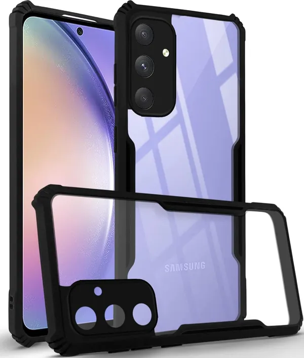 Bumper_Black_Shockproof_Bumper_Crystal__Back_Case_Cover_Compatible_With_Samsung_Galaxy_A54_5G__Minimalist_Pc+Tpu_360_Protection_Tough_Rugged_Design