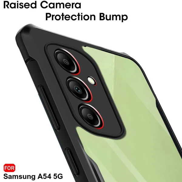 Bumper_Black_Shockproof_Bumper_Crystal__Back_Case_Cover_Compatible_With_Samsung_Galaxy_A54_5G__Minimalist_Pc+Tpu_360_Protection_Tough_Rugged_Design