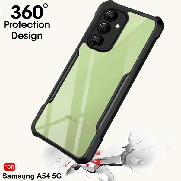 Bumper_Black_Shockproof_Bumper_Crystal__Back_Case_Cover_Compatible_With_Samsung_Galaxy_A54_5G__Minimalist_Pc+Tpu_360_Protection_Tough_Rugged_Design