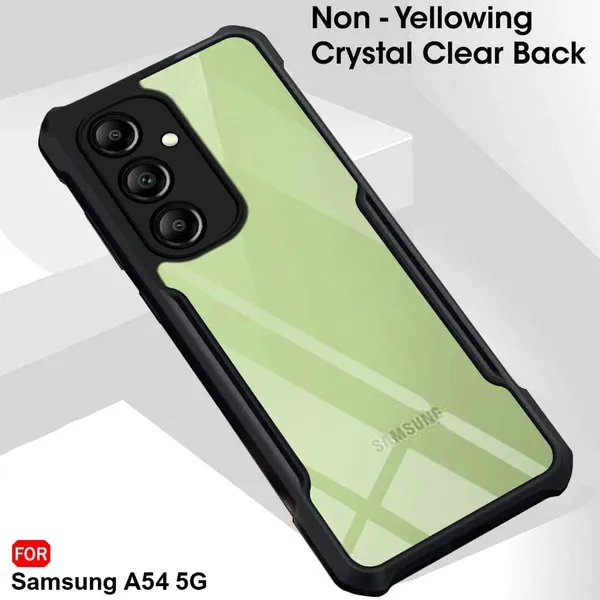 Bumper_Black_Shockproof_Bumper_Crystal__Back_Case_Cover_Compatible_With_Samsung_Galaxy_A54_5G__Minimalist_Pc+Tpu_360_Protection_Tough_Rugged_Design