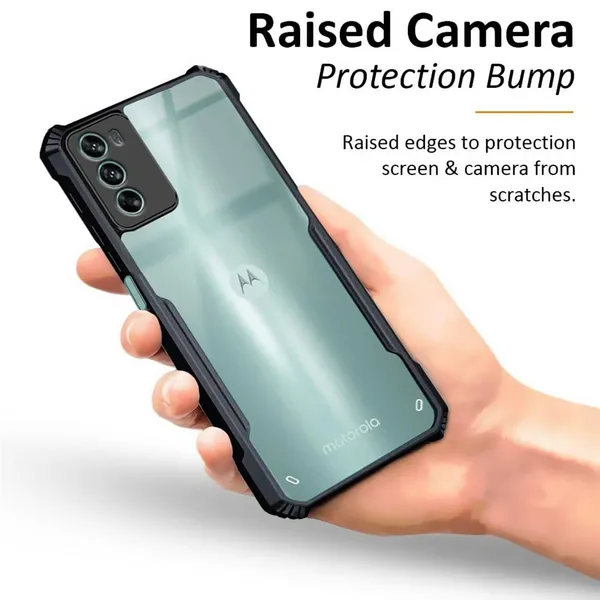 Bumper_Black_Shockproof_Bumper_Crystal__Back_Case_Cover_Compatible_With_Motorola_Moto_G62_5G__Minimalist_Pc+Tpu_360_Protection_Tough_Rugged_Design