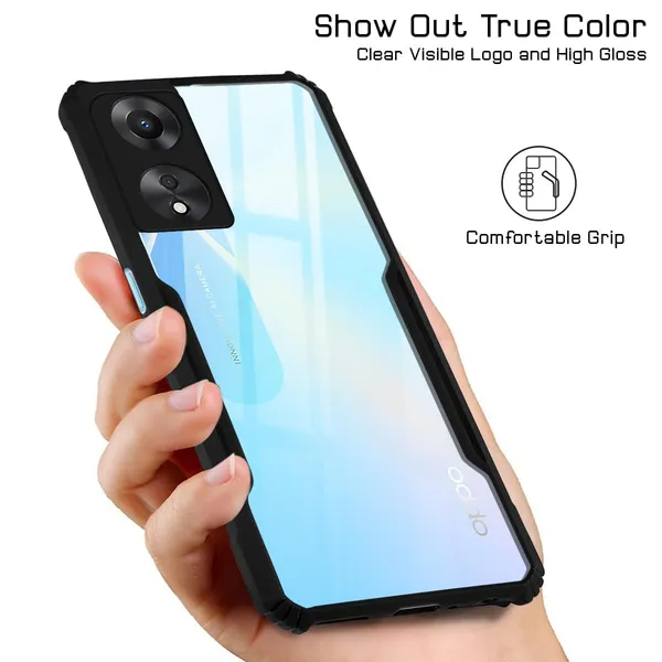 Bumper_Black_Shockproof_Bumper_Crystal__Back_Case_Cover_Compatible_With_Oppo_A58_5G_/_Oppo_A58X_/_Oppo_A78__Minimalist_Pc+Tpu_360_Protection_Tough_Rugged_Design