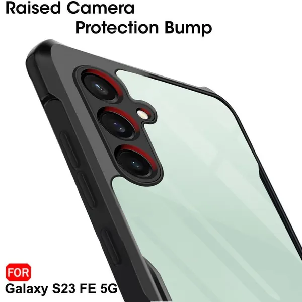 Bumper_Black_Shockproof_Bumper_Crystal__Back_Case_Cover_Compatible_With_Samsung_Galaxy_S23_Fe_5G__Minimalist_Pc+Tpu_360_Protection_Tough_Rugged_Design