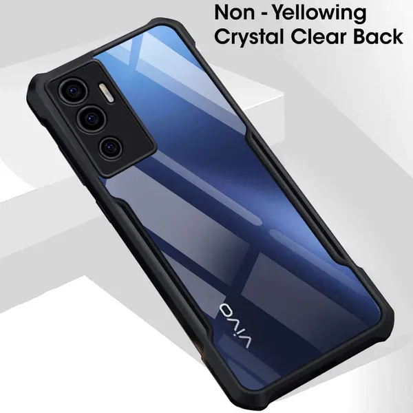 Bumper_Black_Shockproof_Bumper_Crystal__Back_Case_Cover_Compatible_With_Vivo_V23E_5G_/_Vivo_Y75_4G__Minimalist_Pc+Tpu_360_Protection_Tough_Rugged_Design