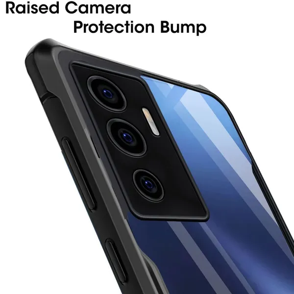 Bumper_Black_Shockproof_Bumper_Crystal__Back_Case_Cover_Compatible_With_Vivo_V23E_5G_/_Vivo_Y75_4G__Minimalist_Pc+Tpu_360_Protection_Tough_Rugged_Design